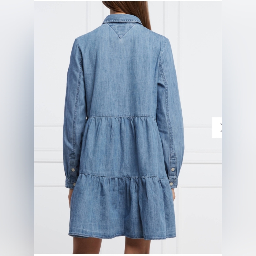 Tommy Jeans  ChambrayTiered Blue Denim‎ Shirt Dress - Picture 2 of 4